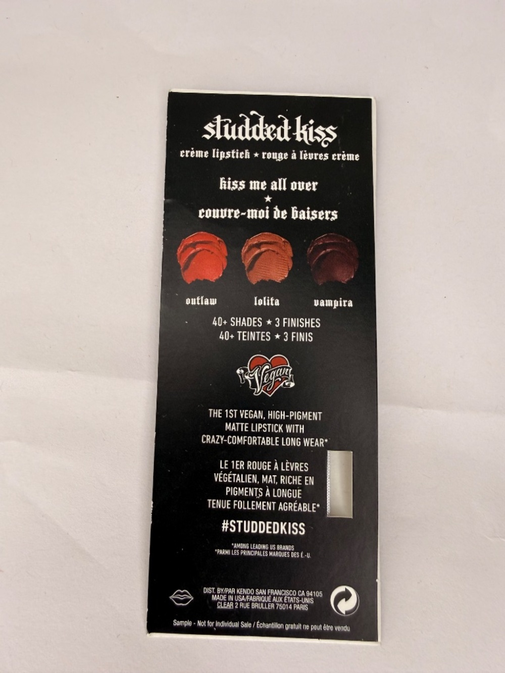 Kat Von D Studded Kiss Creme Lipstick Sample Set Outlaw Lolita Vampira NEW - Picture 2 of 2